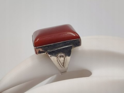 Piękny duży stary srebrny damski pierścionek KARNEOL r.17 srebro biżuteria