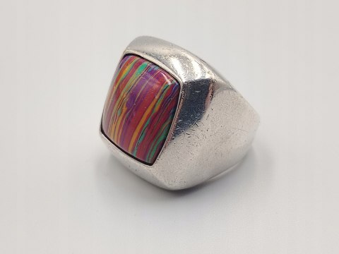 Piękny srebrny damski pierścionek sygnet KAMIEŃ CUDÓW r.16 srebro biżuteria