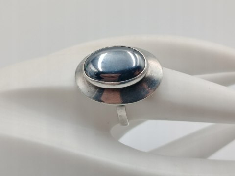 Piękny stary damski srebrny pierścionek HEMATYT srebro 925 r.21 VINTAGE