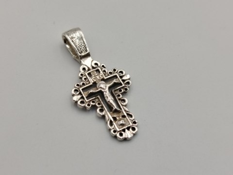 Piękny stary srebrny ażurowy KRZYŻ PRAWOSŁAWNY srebro 925 VINTAGE biżuteria