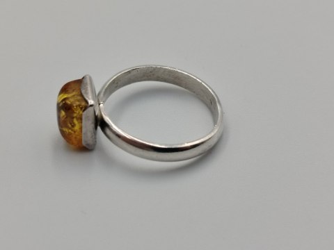 Piękny stary srebrny damski pierścionek BURSZTYN r.11 biżuteria VINTAGE