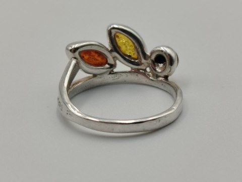 Piękny stary srebrny damski pierścionek BURSZTYN r.11/12 biżuteria VINTAGE