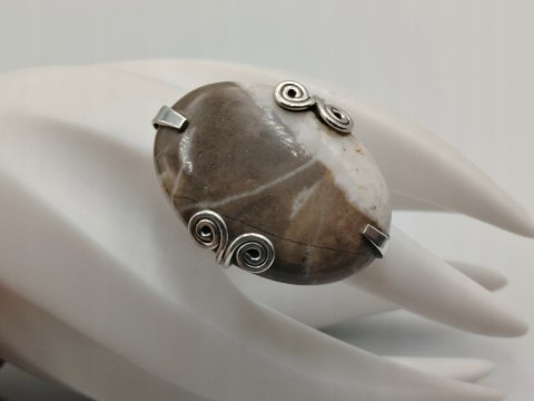 Piękny stary srebrny damski pierścionek KAMIEŃ ŻYCZEŃ r.19 srebro biżuteria