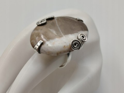 Piękny stary srebrny damski pierścionek KAMIEŃ ŻYCZEŃ r.19 srebro biżuteria