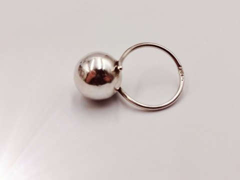 Piękny stary srebrny damski pierścionek KULKA / KULA r.10 biżuteria VINTAGE