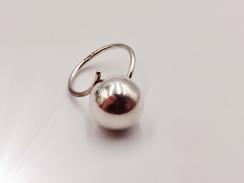 Piękny stary srebrny damski pierścionek KULKA / KULA r.10 biżuteria VINTAGE