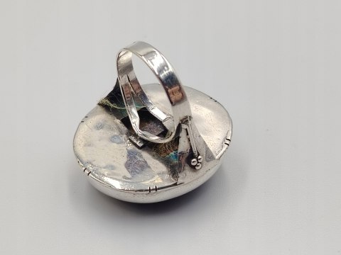 Piękny stary srebrny damski pierścionek TYGRYSIE OKO r.20 srebro biżuteria