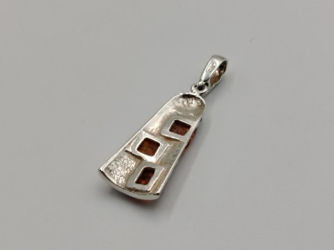 Piękny stary srebrny damski wisiorek/zawieszka DZWONEK bursztyn VINTAGE