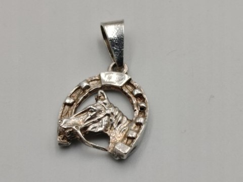Piękny stary srebrny damski wisiorek/zawieszka PODKOWA / KOŃ srebro VINTAGE