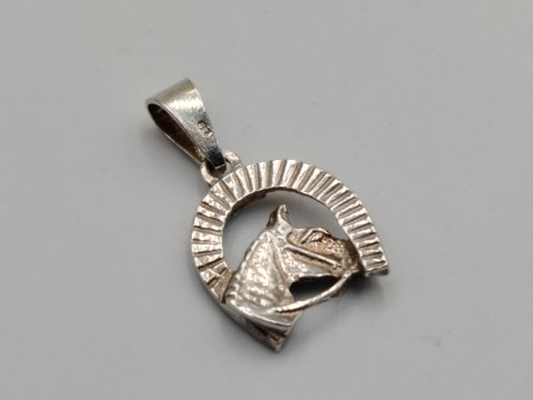 Piękny stary srebrny damski wisiorek/zawieszka PODKOWA / KOŃ srebro VINTAGE