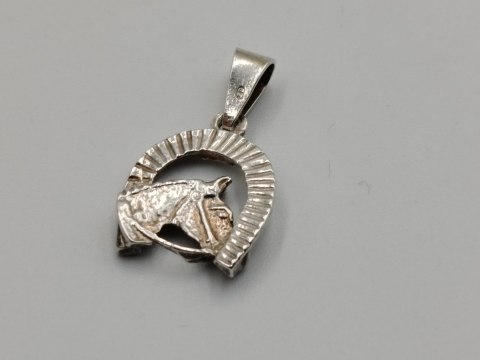 Piękny stary srebrny damski wisiorek/zawieszka PODKOWA / KOŃ srebro VINTAGE