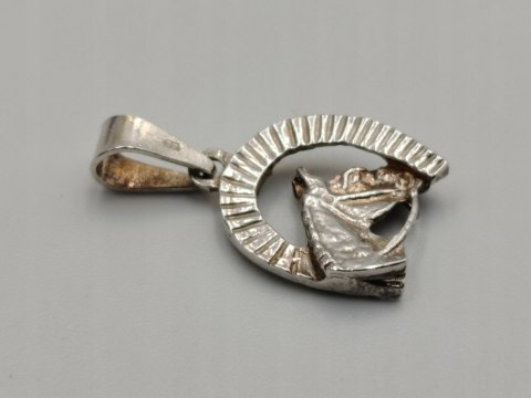 Piękny stary srebrny damski wisiorek/zawieszka PODKOWA / KOŃ srebro VINTAGE