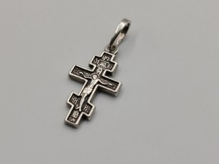 Piękny stary srebrny dwustronny KRZYŻ PRAWOSŁAWNY srebro VINTAGE biżuteria
