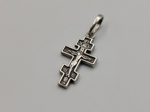 Piękny stary srebrny dwustronny KRZYŻ PRAWOSŁAWNY srebro VINTAGE biżuteria