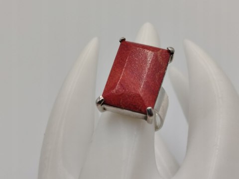 Stary piękny srebrny damski pierścionek KORALOWIEC r. 10 biżuteria VINTAGE