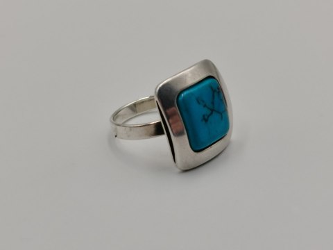 Stary srebrny damski pierścionek TURKUS r.10/11 srebro biżuteria VINTAGE