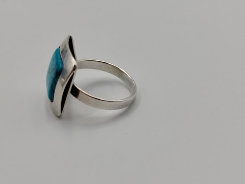 Stary srebrny damski pierścionek TURKUS r.10/11 srebro biżuteria VINTAGE