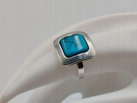 Stary srebrny damski pierścionek TURKUS r.10/11 srebro biżuteria VINTAGE