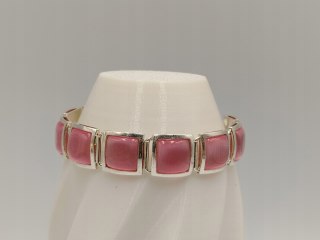 Piękna srebrna damska bransoletka KOCIE OKO róż srebro 925 biżuteria