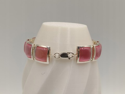 Piękna srebrna damska bransoletka KOCIE OKO róż srebro 925 biżuteria