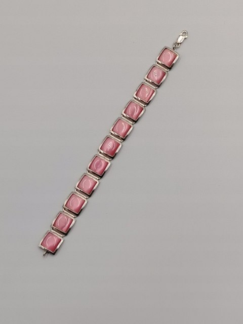 Piękna srebrna damska bransoletka KOCIE OKO róż srebro 925 biżuteria