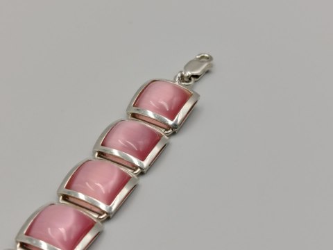 Piękna srebrna damska bransoletka KOCIE OKO róż srebro 925 biżuteria