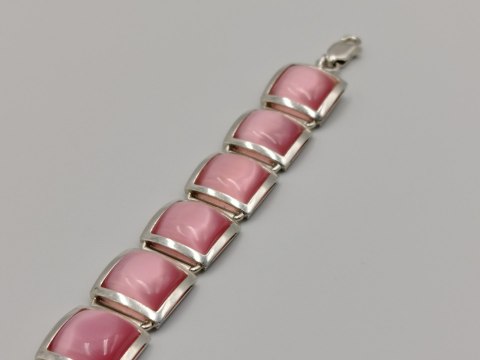 Piękna srebrna damska bransoletka KOCIE OKO róż srebro 925 biżuteria