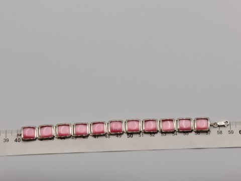 Piękna srebrna damska bransoletka KOCIE OKO róż srebro 925 biżuteria