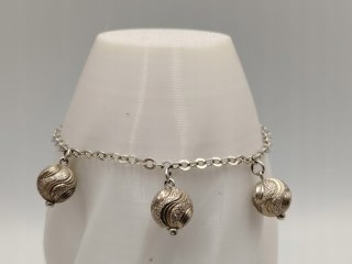 Piękna srebrna damska bransoletka TRZY KULKI srebro 925 biżuteria