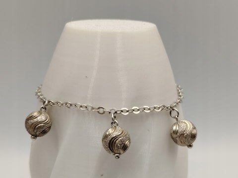 Piękna srebrna damska bransoletka TRZY KULKI srebro 925 biżuteria