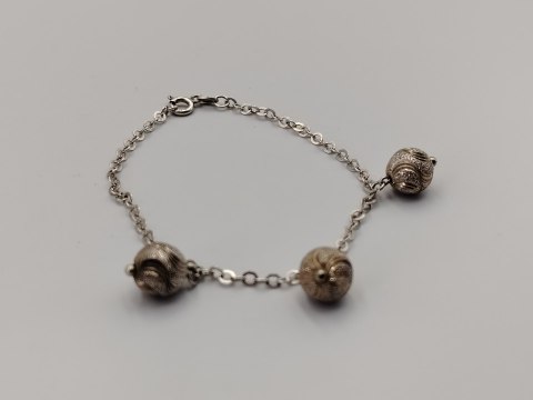 Piękna srebrna damska bransoletka TRZY KULKI srebro 925 biżuteria