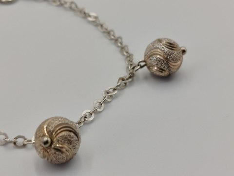 Piękna srebrna damska bransoletka TRZY KULKI srebro 925 biżuteria