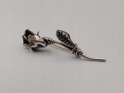 Piękna stara damska autorska srebrna broszka RÓŻA srebro VINTAGE biżuteria