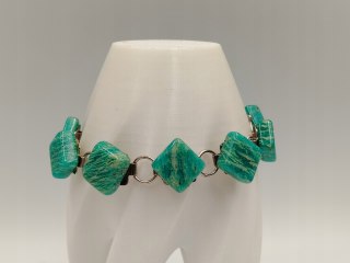 Piękna stara srebrna damska bransoletka AMAZONIT srebro biżuteria VINTAGE