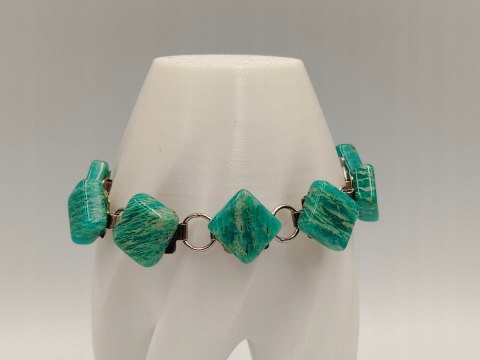 Piękna stara srebrna damska bransoletka AMAZONIT srebro biżuteria VINTAGE