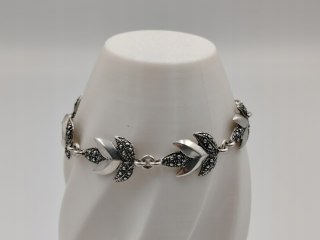 Piękna stara srebrna damska bransoletka LIŚĆIE srebro 925 biżuteria VINTAGE