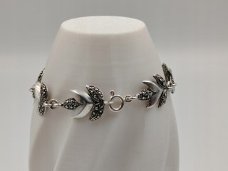 Piękna stara srebrna damska bransoletka LIŚĆIE srebro 925 biżuteria VINTAGE
