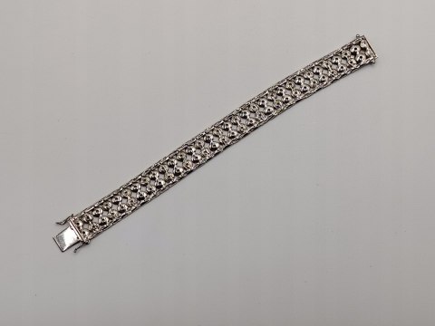 Piękna stara srebrna damska bransoletka ażurowa KOŁA srebro 800 VINTAGE