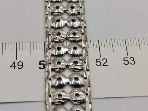 Piękna stara srebrna damska bransoletka ażurowa KOŁA srebro 800 VINTAGE