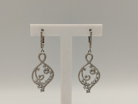 Piękne srebrne damskie kolczyki ażurowe cyrkonie srebro 925 biżuteria