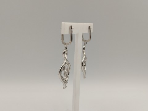 Piękne srebrne damskie kolczyki ażurowe cyrkonie srebro 925 biżuteria