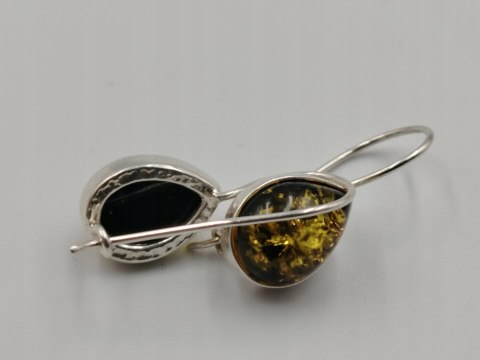 Piękne srebrne damskie kolczyki bigiel BURSZTYN srebro biżuteria VINTAGE