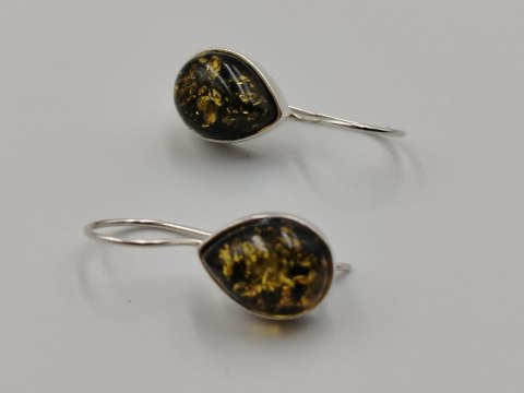 Piękne srebrne damskie kolczyki bigiel BURSZTYN srebro biżuteria VINTAGE