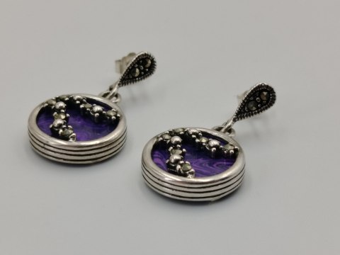 Piękne srebrne kolczyki damskie CZAROIT MARKAZYTY - srebro 925 biżuteria