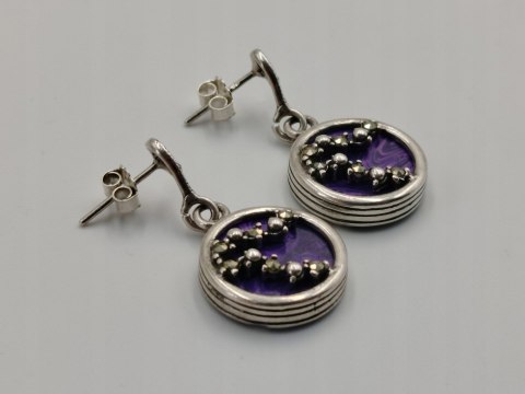 Piękne srebrne kolczyki damskie CZAROIT MARKAZYTY - srebro 925 biżuteria