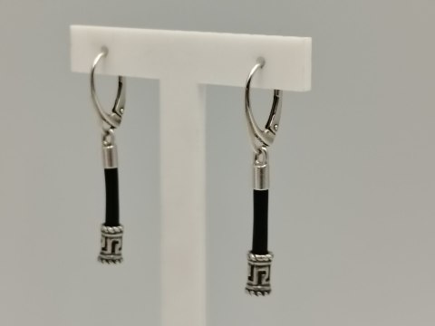 Piękne srebrne kolczyki damskie wiszące KAUCZUK wzorek srebro 925 biżuteria