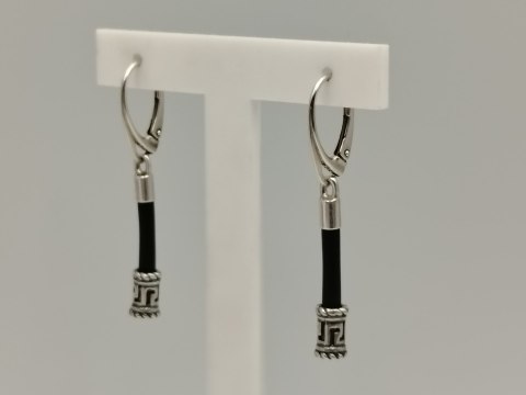 Piękne srebrne kolczyki damskie wiszące KAUCZUK wzorek srebro 925 biżuteria