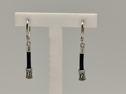 Piękne srebrne kolczyki damskie wiszące KAUCZUK wzorek srebro 925 biżuteria