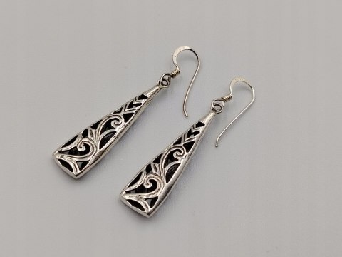 Piękne stare srebrne damskie kolczyki ażurowe srebro 925 biżuteria VINTAGE