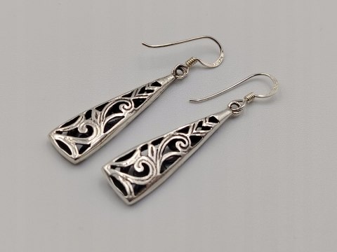 Piękne stare srebrne damskie kolczyki ażurowe srebro 925 biżuteria VINTAGE